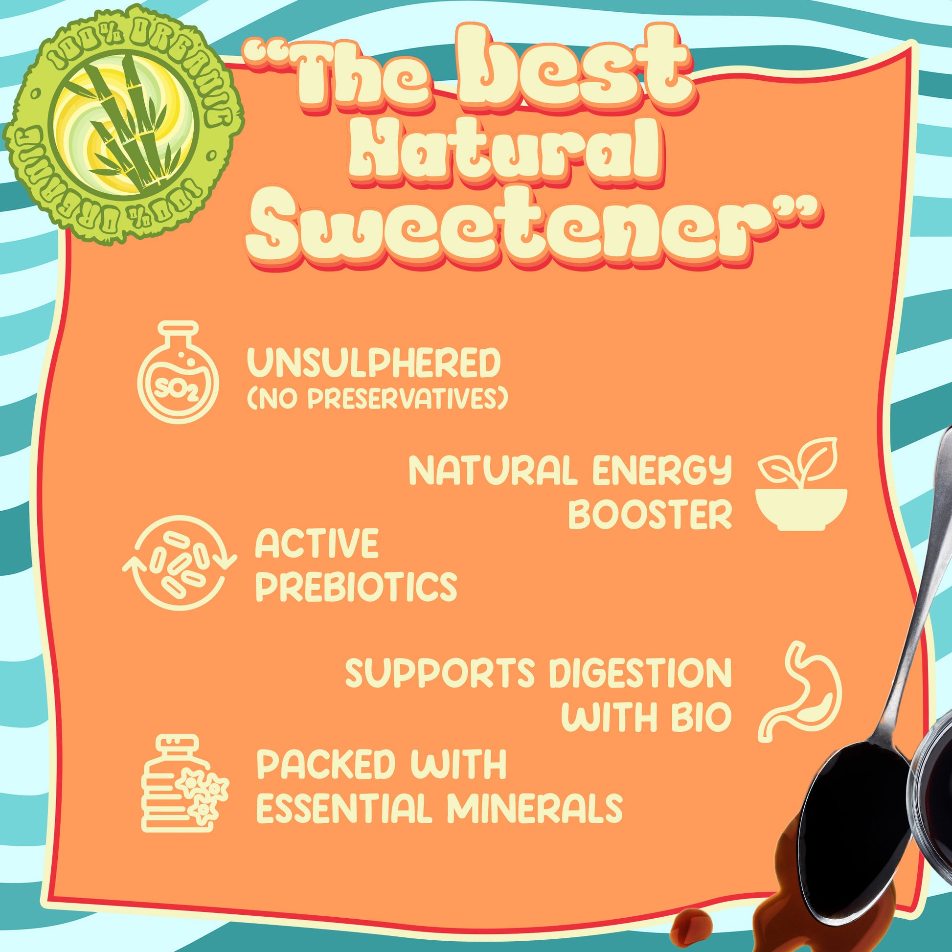 Better Than Honey superfood infographic comparing molasses vs honey – highlighting superior mineral and vitamin content.
