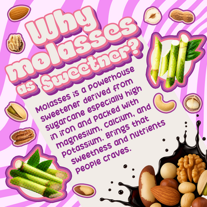 Why molasses is better infographic by Better Than Honey showing iron, calcium, and magnesium benefits compared to sugar and honey.
