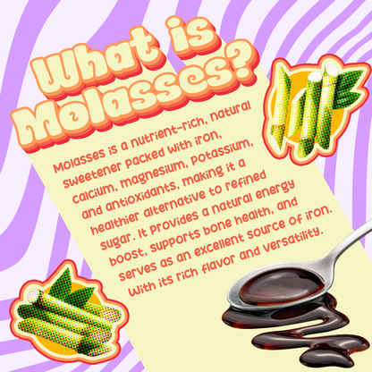 Better Than Honey sugar cane molasses poster showing benefits as the best natural sweetener for energy and wellness.